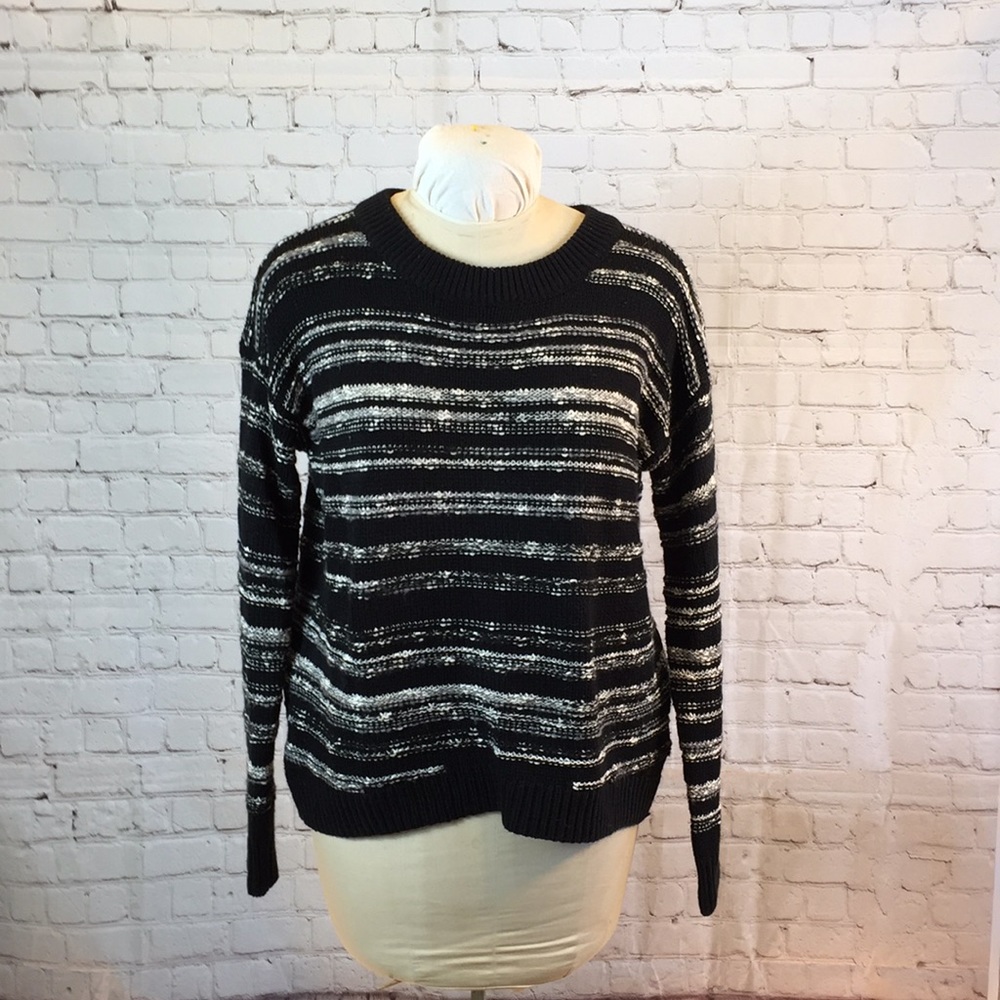 Calvin Klein Sweater Oversized Black White Stripe Large